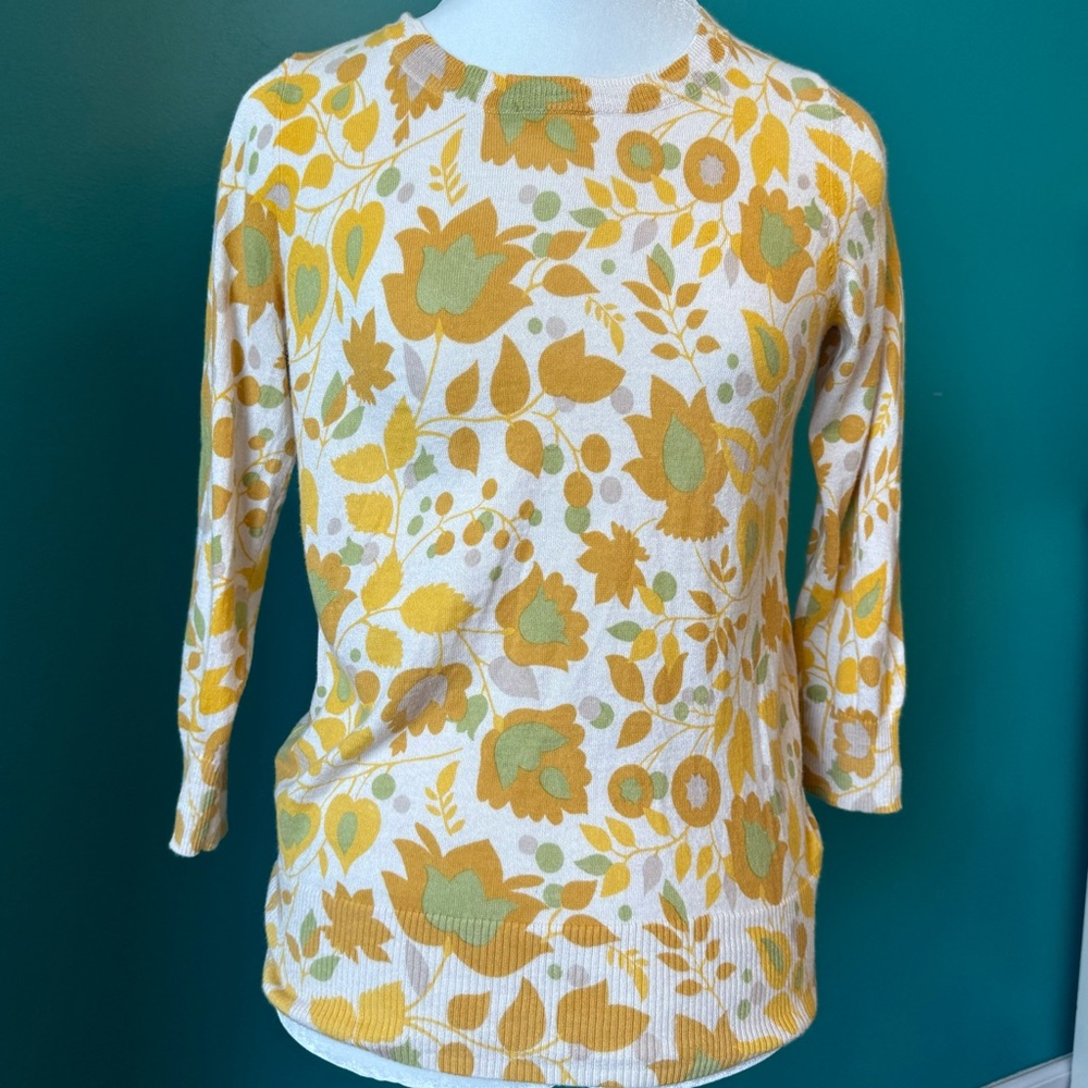 Boden Button Back Wool Cotton Patterned Sweater M… - image 1